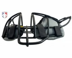 Wilson Umpire Gear Wilson MLB Black Dyna-Lite Aluminum Umpire Mask With Black And Grey Wrap Around -Baseball Gear Sales A3009 AL BK BK GY Wilson MLB Black Dyna Lite Aluminum Umpire Mask with Black and Grey Wrap Around flat side