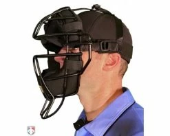 Wilson Umpire Gear Wilson Dyna-Lite Aluminum Umpire Mask With Memory Foam -Baseball Gear Sales A3009 AL Wilson Dyna Lite Aluminum Umpire Mask with Memory Foam Worn Front Side View
