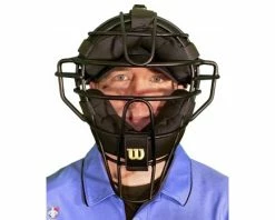 Wilson Umpire Gear Wilson Dyna-Lite Aluminum Umpire Mask With Memory Foam -Baseball Gear Sales A3009 AL Wilson Dyna Lite Aluminum Umpire Mask with Memory Foam Worn Front View