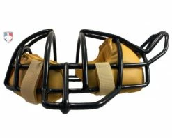 Wilson Umpire Gear Wilson Dyna-Lite Steel Umpire Mask With Doeskin -Baseball Gear Sales A3009X DS Wilson Dyna Lite Steel Umpire Mask with Doeskin flat side