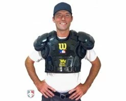Wilson Umpire Gear Wilson Premium Umpire Chest Protector Replacement Harness -Baseball Gear Sales A3210 Wilson Gold Chest Protector Worn Front 2 1