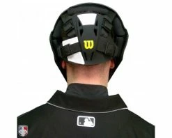 Wilson Umpire Gear Wilson MLB Pro Stock Titanium Umpire Helmet -Baseball Gear Sales A5800 Wilson Pro Stock Titanium Umpire Helmet Worn Back View