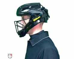 Wilson Umpire Gear Wilson MLB Pro Stock Steel Umpire Helmet 12 Wilson Umpire Gear Wilson MLB Pro Stock Steel Umpire Helmet -Baseball Gear Sales A5801 Wilson Pro Stock Steel Umpire Helmet Worn Side View