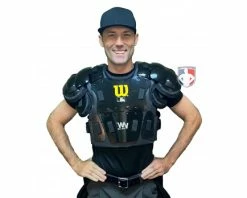 Wilson Umpire Gear Wilson MLB West Vest Pro Gold 2 Memory Foam Umpire Chest Protector -Baseball Gear Sales B7203 Wilson MLB West Vest Pro Gold 2 Memory Foam Umpire Chest Protector front worn