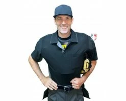 Wilson Umpire Gear Wilson MLB West Vest Pro Gold 2 Memory Foam Umpire Chest Protector -Baseball Gear Sales B7203 Wilson MLB West Vest Pro Gold 2 Memory Foam Umpire Chest Protector worn shirt front