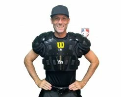 Wilson Umpire Gear Wilson MLB West Vest Pro Gold 2 Air Management Umpire Chest Protector -Baseball Gear Sales B7204 Wilson MLB West Vest Pro Gold 2 Air Management Umpire Chest Protector worn front