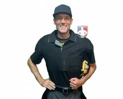 Wilson Umpire Gear Wilson MLB West Vest Pro Gold 2 Air Management Umpire Chest Protector -Baseball Gear Sales B7204 Wilson MLB West Vest Pro Gold 2 Air Management Umpire Chest Protector worn front shirt