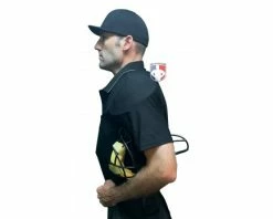 Wilson Umpire Gear Wilson MLB West Vest Pro Gold 2 Air Management Umpire Chest Protector -Baseball Gear Sales B7204 Wilson MLB West Vest Pro Gold 2 Air Management Umpire Chest Protector worn side shirt