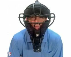 Champro Umpire Gear Champro Vented 4 1/2" Umpire Throat Guard -Baseball Gear Sales CM TG 45 Worn Front
