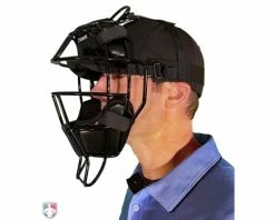 Champro Umpire Gear Champro Lightweight Steel Umpire Mask 12 Champro Umpire Gear Champro Lightweight Steel Umpire Mask -Baseball Gear Sales CM72 B CHAMPRO STEEL UMPIRE MASK Worn Front Angled View