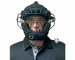EvoShield MLB Black Pro-SRZ Windpact Catcher Mask -Baseball Gear Sales EVO MASK BK Evo Shield MLB Steel Mask with Windpact Front worn 1