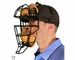 Force3 Umpire Gear Force3 Defender Umpire Mask With Tan 14 Force3 Umpire Gear Force3 Defender Umpire Mask With Tan -Baseball Gear Sales F3 DEF BK TN Force3 Defender Umpire Mask with Tan Worn Front Angled View 1