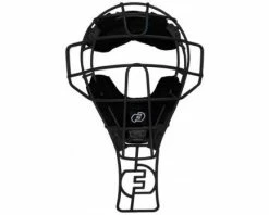 Force3 Umpire Gear Force3 Defender Umpire Throat Guard -Baseball Gear Sales F3 DMTG BK Force3 Defender Umpire Throat Guard Black Attached to Mask View