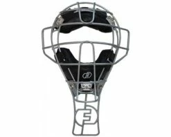 Force3 Umpire Gear Force3 Defender Umpire Throat Guard -Baseball Gear Sales F3 DMTG SV Force3 Defender Umpire Throat Guard Silver Attached to Mask View
