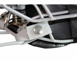 Force3 Umpire Gear Force3 Defender Umpire Throat Guard -Baseball Gear Sales F3 DMTG SV Force3 Defender Umpire Throat Guard Silver Attaching to Mask Snaps Closed View