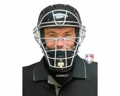 Force3 Umpire Gear Force3 Silver Defender Hockey Style Umpire Helmet -Baseball Gear Sales F3 HSMV3 SV Force3 V2 Silver Defender Hockey Style Umpire Helmet front worn