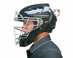 Force3 Umpire Gear Force3 Silver Defender Hockey Style Umpire Helmet -Baseball Gear Sales F3 HSMV3 SV Force3 V2 Silver Defender Hockey Style Umpire Helmet worn side