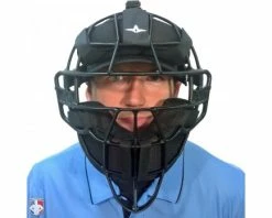 ALL-STAR Umpire Gear All-Star Black Magnesium Umpire Mask With Black LUC -Baseball Gear Sales FM4000 MAG UMP BK BK Worn Front
