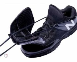 New Balance Referee And Umpire Shoes New Balance V3 Black & White Low-Cut Umpire Plate Shoes -Baseball Gear Sales MUL460T3 New Balance V3 Black White Low Cut Umpire Plate Shoes Outside Front Angled View with Plate Up