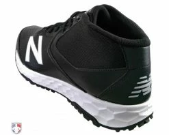 New Balance Referee And Umpire Shoes New Balance V3 Black & White Mid-Cut Umpire Base Shoes -Baseball Gear Sales MUM950T3 New Balance V3 Black White Mid Cut Umpire Base Shoes Outside Back Angled View