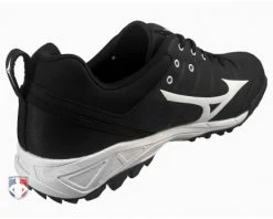 Mizuno Ambition 2 All-Surface Black & White Low-Cut Shoes -Baseball Gear Sales MZ AB2L Mizuno Ambition 2 All Surface Low Cut Umpire Referee Turf Shoe Back inside angle