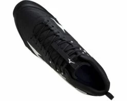 Mizuno Ambition 2 All-Surface Black & White Mid-Cut Shoes -Baseball Gear Sales MZ AB2M Mizuno Ambition 2 All Surface Black White Mid Cut Shoes top angle