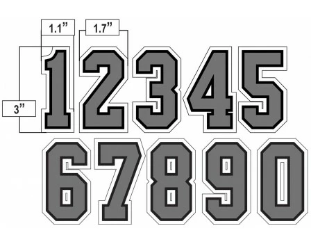 3" Grey On Black On White Precision-Cut Number 2 3" Grey On Black On White Precision-Cut Number - Image 2