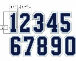 3" Navy On Powder Blue On White Precision-Cut Number 5 3" Navy On Powder Blue On White Precision-Cut Number -Baseball Gear Sales N3 SUB NPBW All Together
