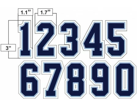 3" Navy On Powder Blue On White Precision-Cut Number 2 3" Navy On Powder Blue On White Precision-Cut Number - Image 2