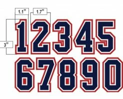 3" Navy On White On Red Precision-Cut Number 7 3" Navy On White On Red Precision-Cut Number -Baseball Gear Sales N3 SUB NWR All Together
