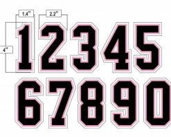 4" Black On Pink On White Precision-Cut Number -Baseball Gear Sales N4 SUB BPKW All Together
