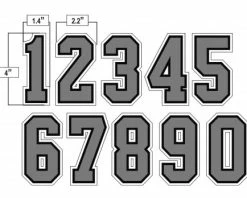 4" Grey On Black On White Precision-Cut Number -Baseball Gear Sales N4 SUB GYBW All Together
