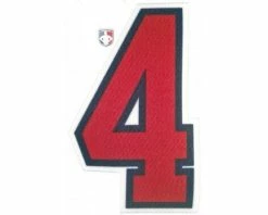 4" Red On Navy On White Precision-Cut Number