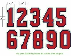 4" Red On Navy On White Precision-Cut Number -Baseball Gear Sales N4 SUB RNW All Together