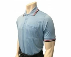Smitty Umpire Smitty Short Sleeve Body Flex Umpire Shirt - Powder Blue With Red-White-Navy Trim