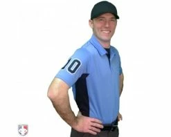 Smitty Umpire Smitty V2 Major League Replica Umpire Shirt - Sky Blue With Black -Baseball Gear Sales S314 SB with N4 SUB BPBW