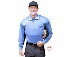 Smitty Umpire Smitty V2 Major League Replica Long Sleeve Umpire Shirt - Sky Blue With Black -Baseball Gear Sales S315 SB Smitty V2 Major League Replica Long Sleeve Umpire Shirt Sky Blue with Black front cp 1