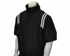 Smitty Umpire Smitty Traditional Half-Zip Short Sleeve Umpire Jacket - Black And White -Baseball Gear Sales S324 BK WH Smitty Traditional Half Zip Short Sleeve Umpire Jacket Black and White