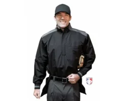 Smitty Umpire Smitty Major League Replica Convertible Umpire Jacket - Black With Charcoal Grey -Baseball Gear Sales S340 Smitty Major League Replica Convertible Umpire Jacket Black with Charcoal Grey front with sleeves plate