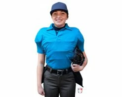 Smitty Umpire Smitty NCAA Softball Short Sleeve Body Flex Women's Umpire Shirt - Bright Blue -Baseball Gear Sales S346 BB Smitty NCAA Softball Short Sleeve Body Flex Womens Umpire Shirt Bright Blue front plate