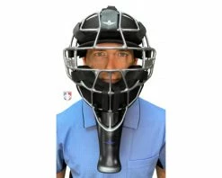 ALL-STAR Umpire Gear All-Star Cobalt 6" Umpire Throat Guard -Baseball Gear Sales TG3U All Star Cobalt Throat Guard Worn Front 1