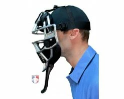 ALL-STAR Umpire Gear All-Star Cobalt 6" Umpire Throat Guard -Baseball Gear Sales TG3U All Star Cobalt Throat Guard Worn Side 1