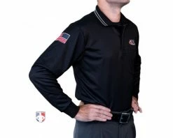 Illinois (IHSA) Long Sleeve Umpire Shirt - Black 5 Illinois (IHSA) Long Sleeve Umpire Shirt - Black -Baseball Gear Sales USA301ILL BK Illinois IHSA Long Sleeve Umpire Shirt Black angled